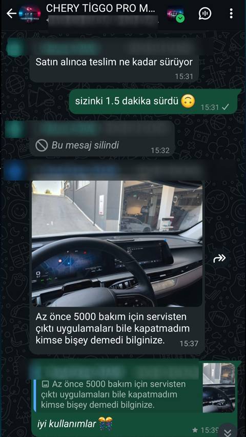 MUHAWARE kullanıcı yorumu (145HP Grubu): Az önce 5000 bakım için servisten çıktı uygulamaları bile kapatmadım kimse bişey demedi bilginize.
