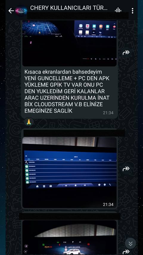 MUHAWARE kullanıcı yorumu (145HP Grubu): Kısaca ekranlardan bahsedeyim YENİ GUNCELLEME + PC DEN APK YÜKLEME GPİK TV VAR ONU PC DEN YUKLEDİM GERİ KALANLAR ARAC UZERİNDEN KURULMA İNAT BİX CLOUDSTREAM V.B ELİNİZE EMEGİNİZE SAGLİK