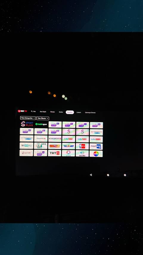 REC TV uygulamasinin kanallar sayfasinda spor kanallarinin listelendigi bir ekran goruntusu