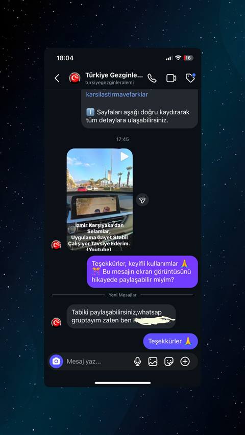 MUHAWARE kullanıcı yorumu (183HP Grubu): İzmir Karşıyaka'dan Selamlar, Uygulama Gayet Stabil Çalışıyor Tavsiye Ederim. (Youtube)