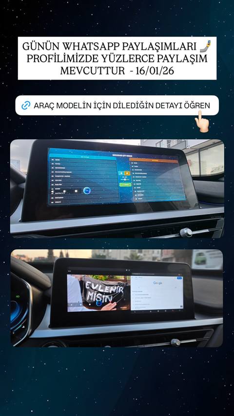 Chery Tiggo aracin multimedya ekraninda cift pencere ozelligi ve eglenceli bir video icerigi gosteren iki farkli goruntu paylasilmis.
