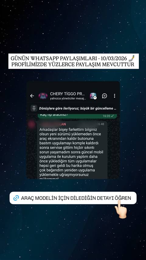 MUHAWARE kullanıcı yorumu (183HP Grubu): Arkadaşlar bişey farkettim bilginiz olsun yeni sürümü yüklemeden önce araç ekranından kaldır butonuna bastım uygulamayı komple kaldırdı sonra servise gittim hiçbir sıkıntı sorun yaşamadım sonra güncel mobil uygulama ile kurulum yaptım daha önce yüklediğim tüm uygulamalar hepsi geri geldi bu harika olmuş çok beğendim yeniden uygulama yüklemekle uğraşmıyorsunuz mükemmel