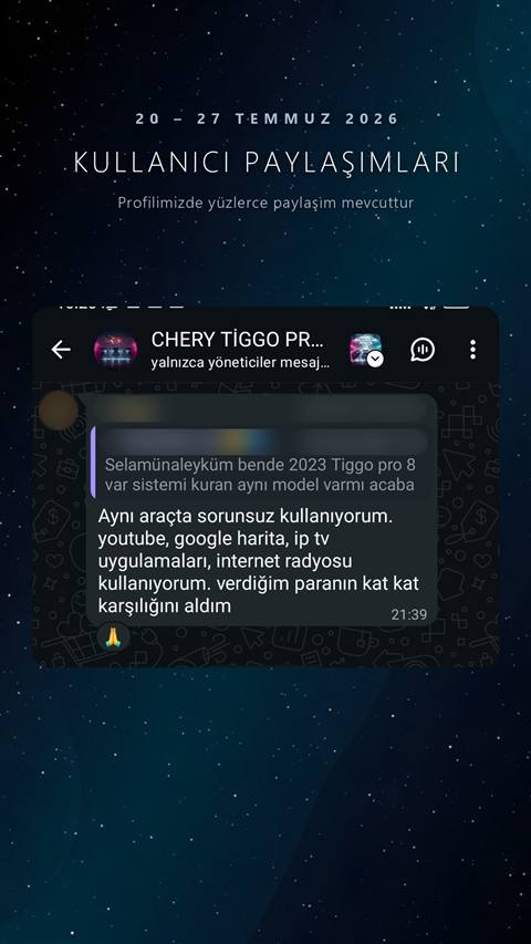 MUHAWARE kullanıcı yorumu (183HP Grubu): Aynı araçta sorunsuz kullanıyorum. youtube, google harita, ip tv uygulamaları, internet radyosu kullanıyorum. verdiğim paranın kat kat karşılığını aldım 🙏