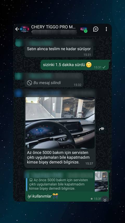 MUHAWARE kullanıcı yorumu (Garanti Paylaşımı): Az önce 5000 bakım için servisten çıktı uygulamaları bile kapatmadım kimse bişey demedi bilginize.