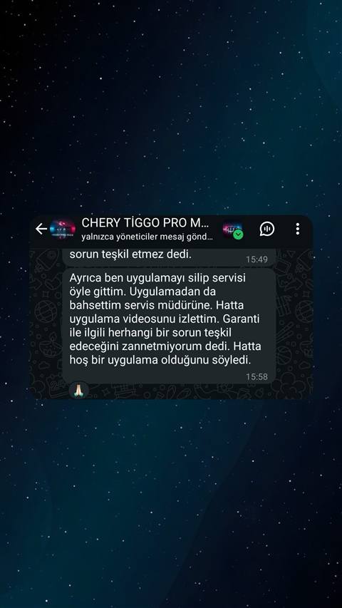 MUHAWARE kullanıcı yorumu (Garanti Paylaşımı): Ayrıca ben uygulamayı silip servisi öyle gittim. Uygulamadan da bahsettim servis müdürüne. Hatta uygulama videosunu izlettim. Garanti ile ilgili herhangi bir sorun teşkil edeceğini zannetmiyorum dedi. Hatta hoş bir uygulama olduğunu söyledi.