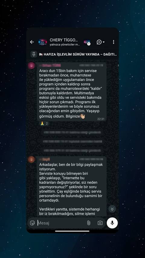 MUHAWARE kullanıcı yorumu (Garanti Paylaşımı): Aracı dun 15bin bakım için servise bırakmadan önce, muharrotexe ile yüklediğim uygulamaları önce program içinden kaldırıp sonra programi da muharrotexe'deki "kaldır" butonuyla kaldırdım. Multimedya eskisi gibi oldu ve servisteki bakımda hiçbir sorun çıkmadı. Programı ilk yükleyenlerdenim ve böyle sorunsuz olacağından emin gibiydim. Yaşayıp görmüş oldum. Bilginize👋