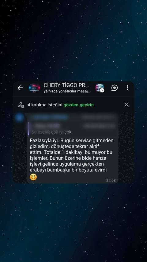 MUHAWARE kullanıcı yorumu (Garanti Paylaşımı): Fazlasıyla iyi. Bugün servise gitmeden gizledim, dönüştede tekrar aktif ettim. Totalde 1 dakikayı bulmuyor bu işlemler. Bunun üzerine bide hafıza işlevi gelince uygulama gerçekten arabayı bambaşka bir boyuta evirdi 😊