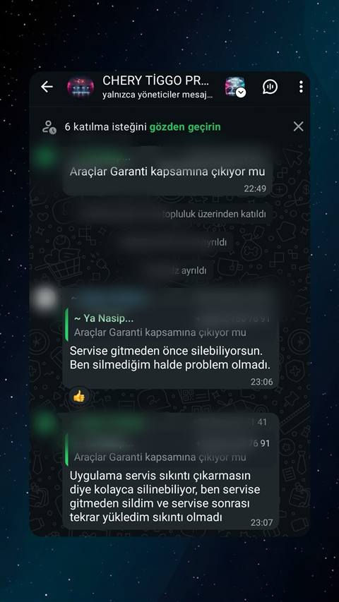 MUHAWARE kullanıcı yorumu (Garanti Paylaşımı): Uygulama servis sıkıntı çıkarmasın diye kolayca silinebiliyor, ben servise gitmeden sildim ve servise sonrası tekrar yükledim sıkıntı olmadı